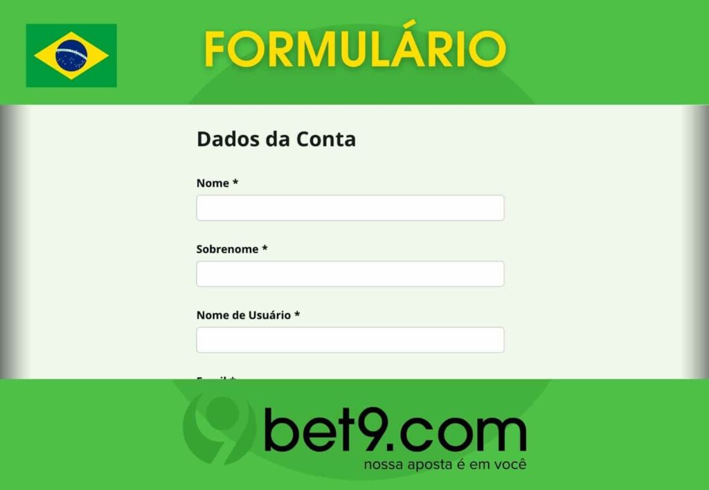 Bet9 Brasil preenchendo o formulário de inscrição