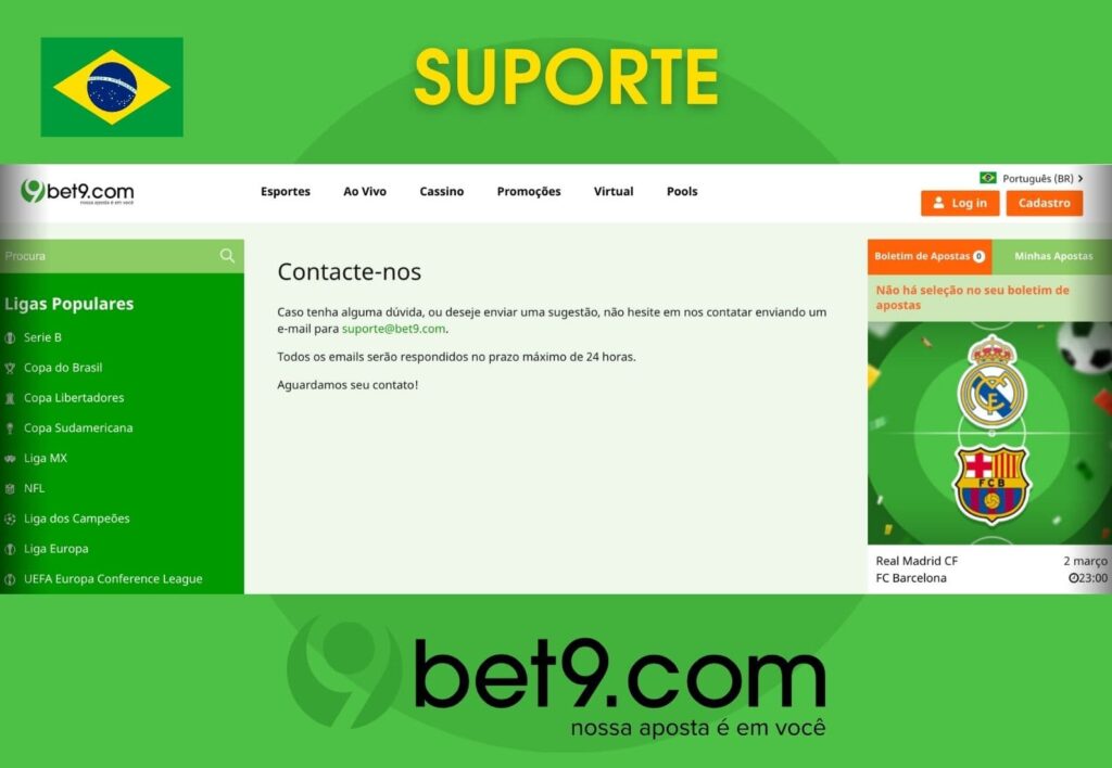 Bet9 Brasil informação sobre suporte no site