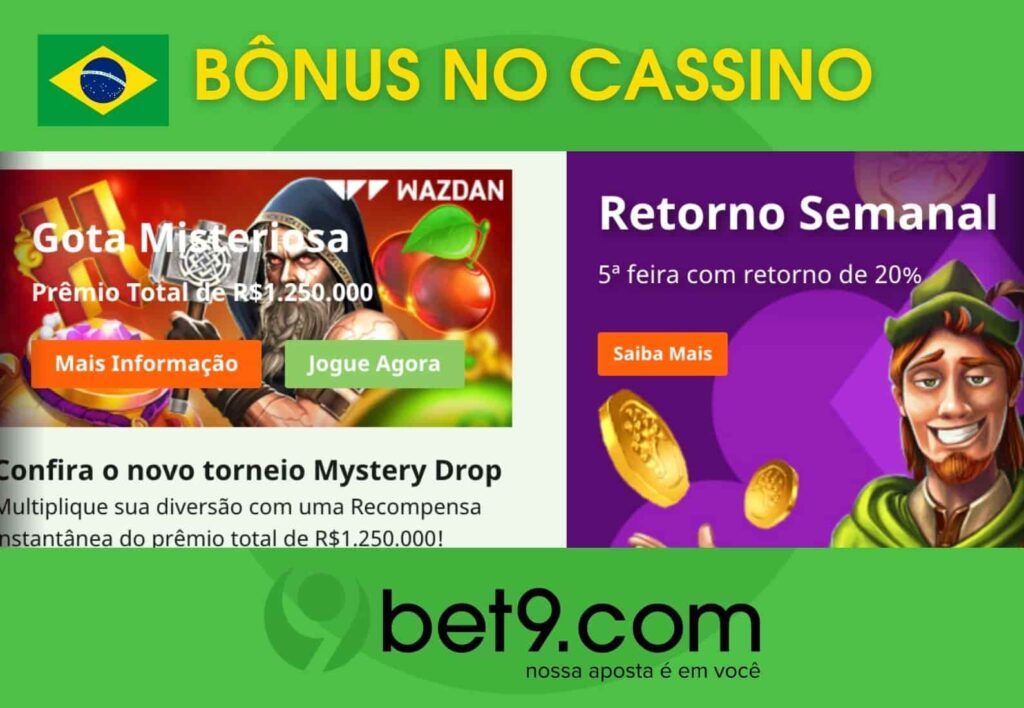 Bet9 Brasil informação sobre bônus no cassino