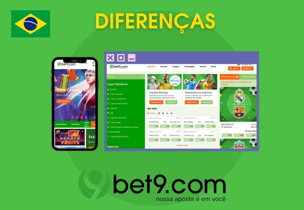 Bet9 Brasil diferenças de site e aplicativo