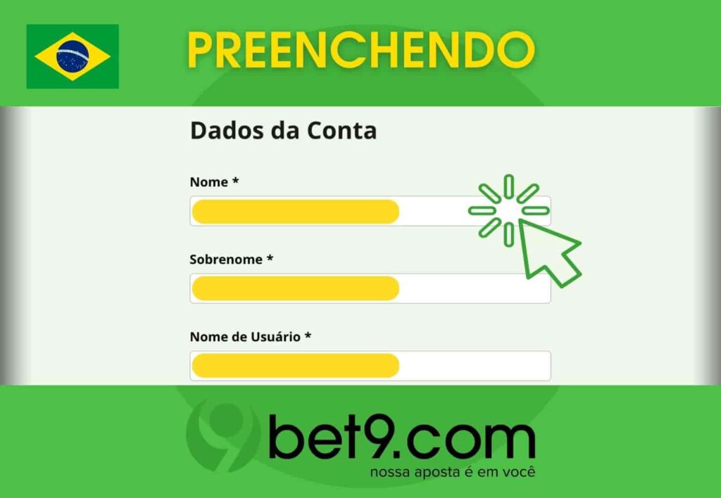 Bet9 Brasil preenchimento do formulário de inscrição no site