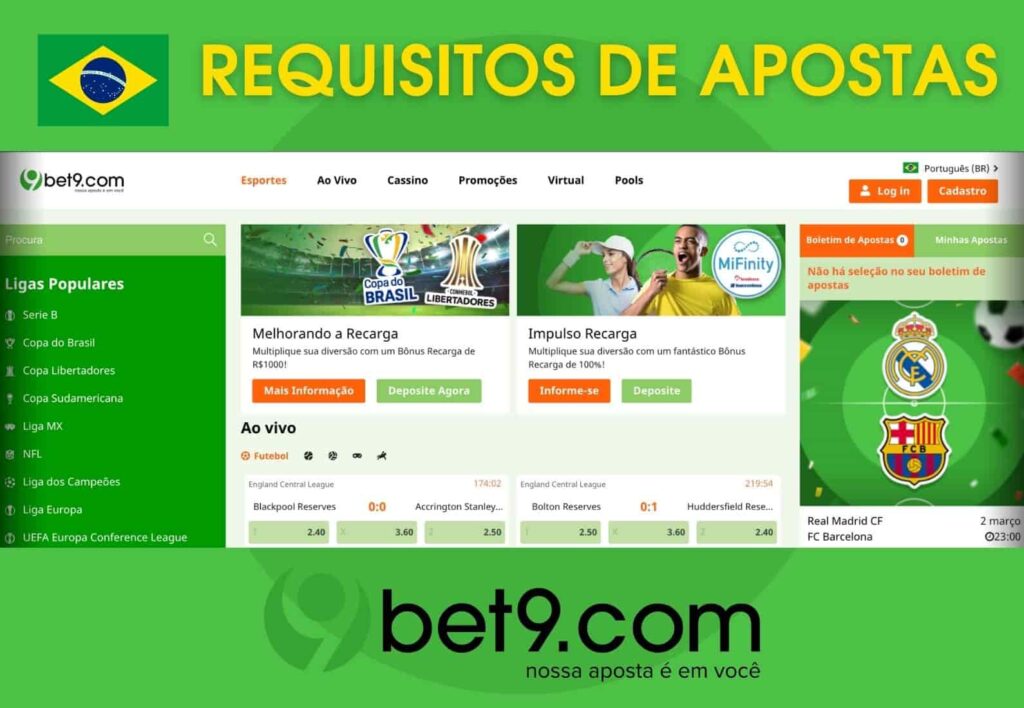 Bet9 Brasil requisitos de apostas no site oficial